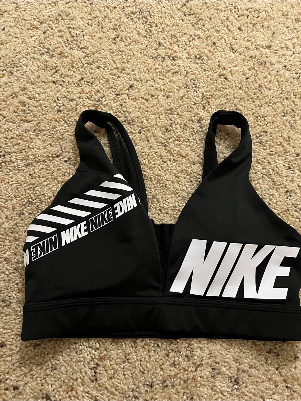 Nike Black and White Logo Swim Bikini Top